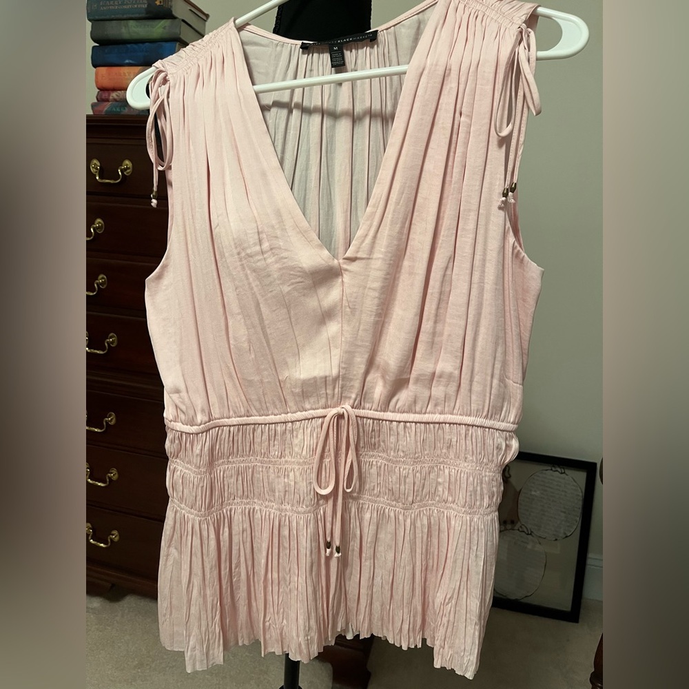 White House Black Market Light Pink Pleated Top